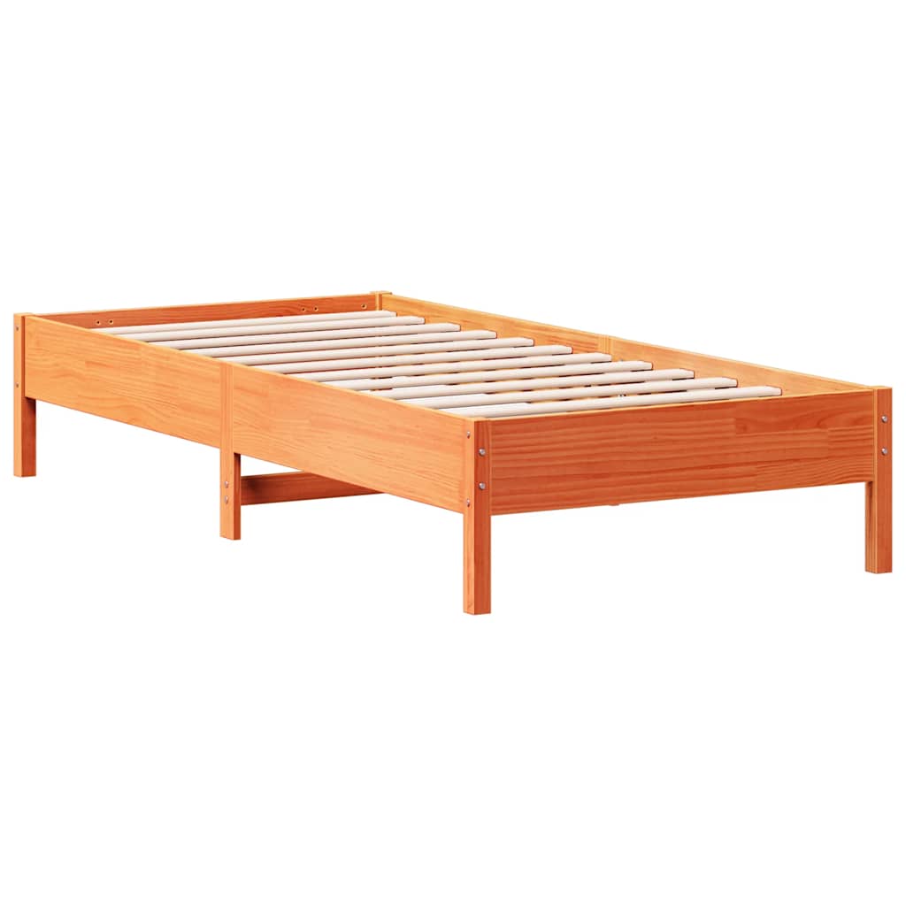 vidaXL Sofá con estantería sin colchón madera maciza marrón 90x200 cm