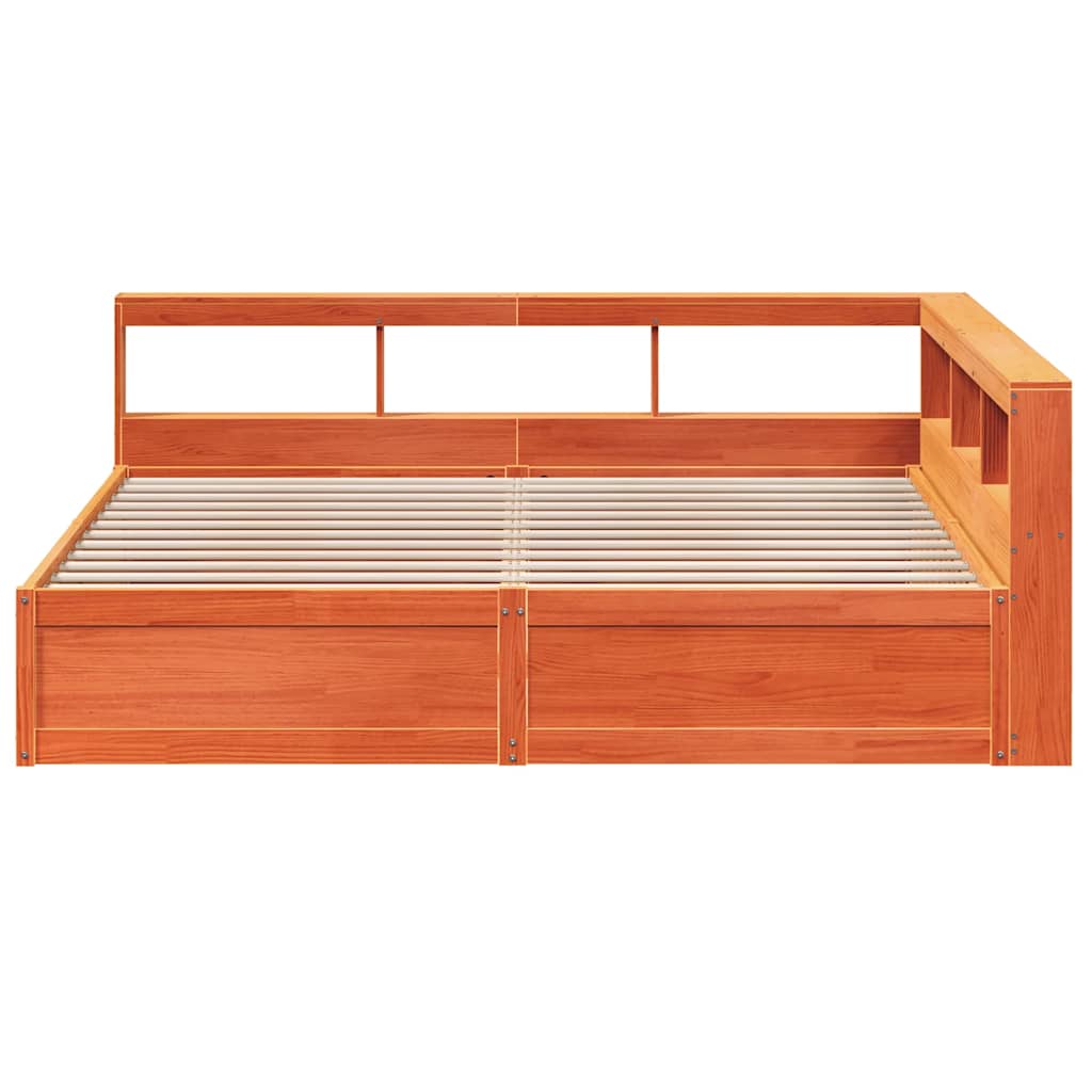 vidaXL Cama con estantería sin colchón madera maciza marrón 180x200cm