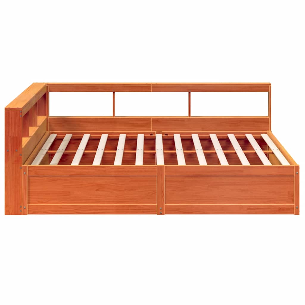 vidaXL Cama con estantería sin colchón madera maciza marrón 180x200cm