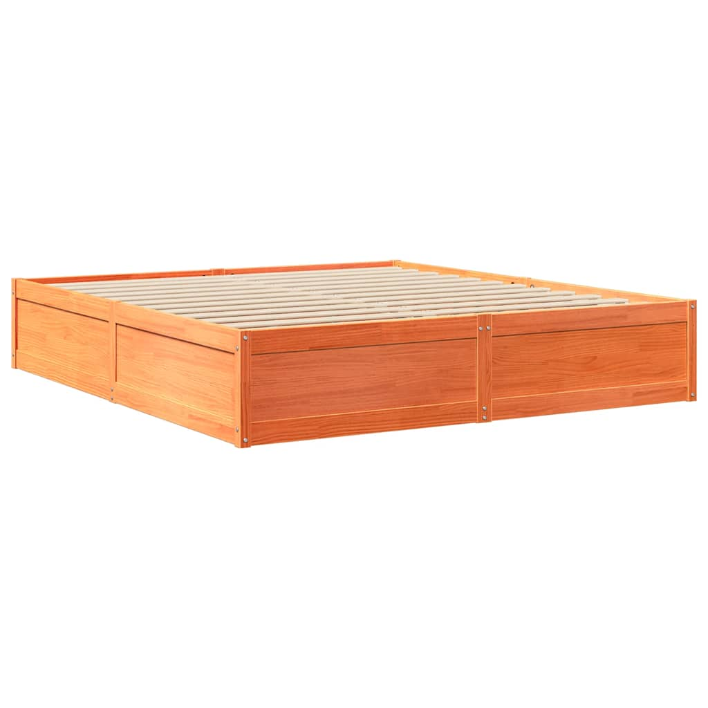 vidaXL Cama con estantería sin colchón madera maciza marrón 180x200cm