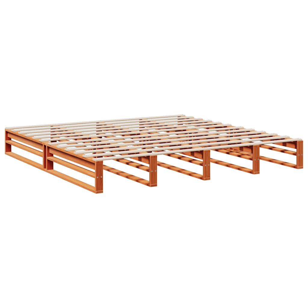 vidaXL Cama con estantería sin colchón madera maciza marrón 200x200 cm