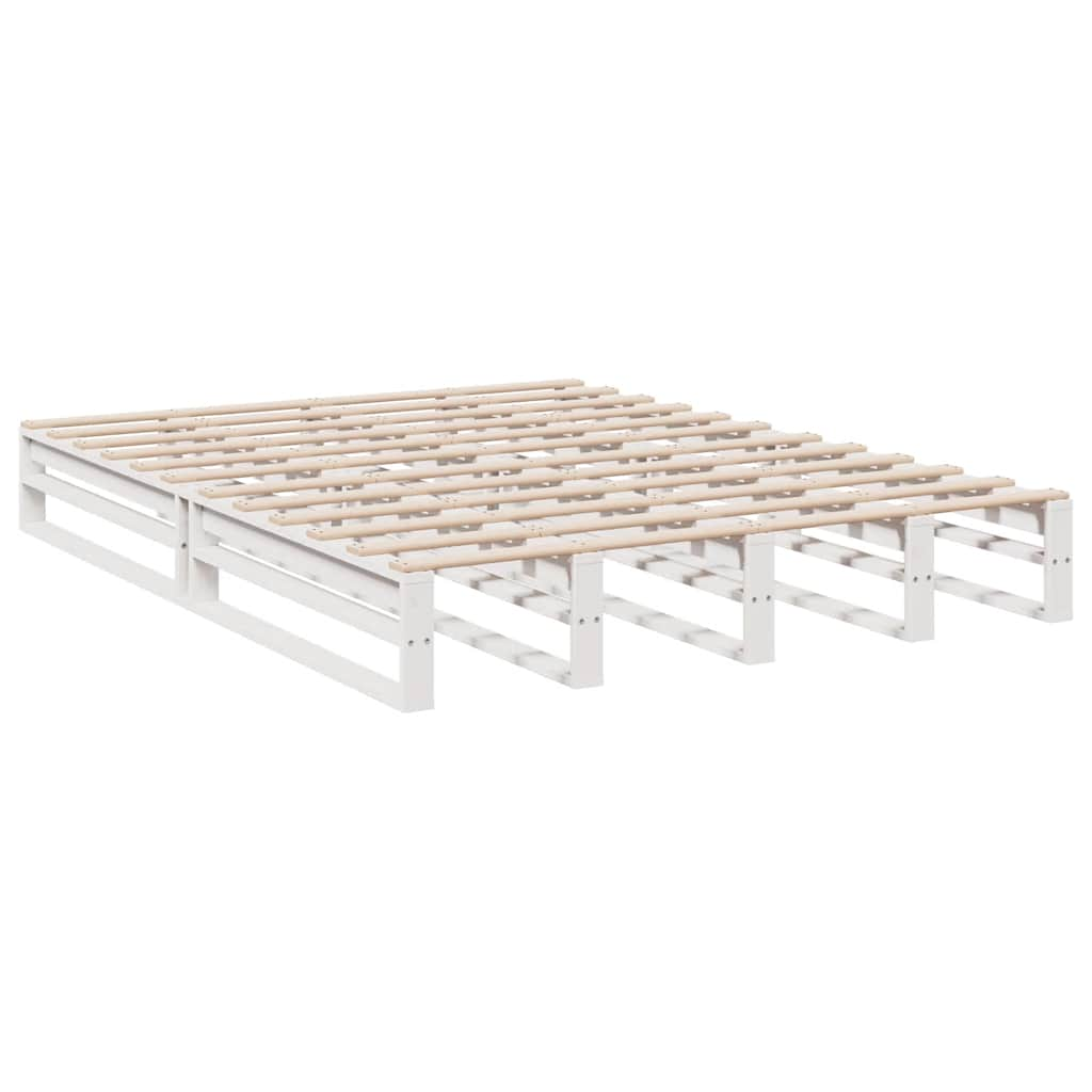 vidaXL Cama con estantería sin colchón madera maciza blanca 160x200 cm