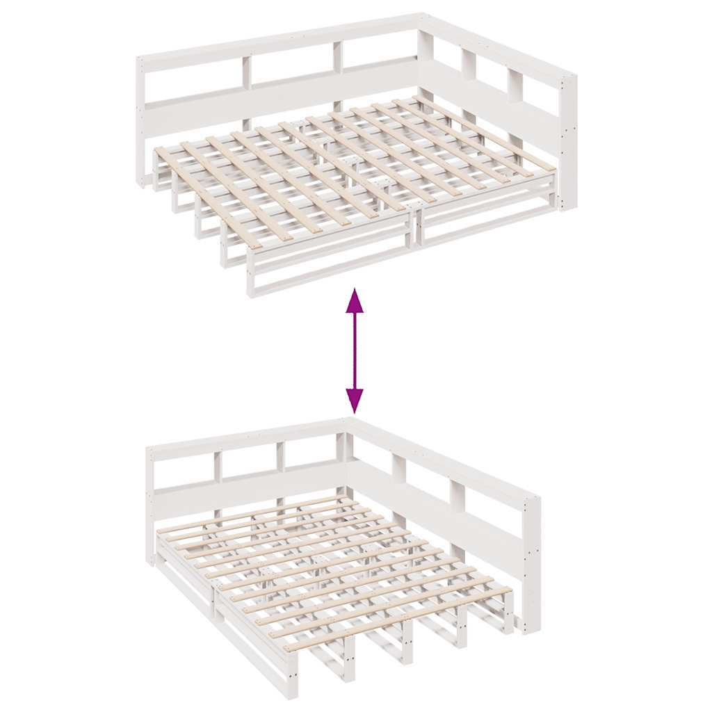 vidaXL Cama con estantería sin colchón madera maciza blanca 160x200 cm