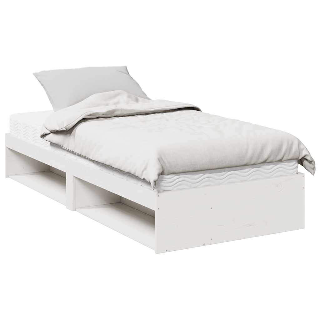 vidaXL Sofá cama con colchón madera maciza de pino blanco 90x200 cm