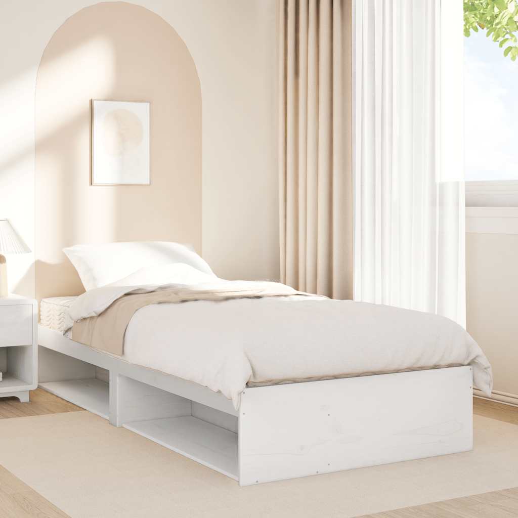 vidaXL Sofá cama con colchón madera maciza de pino blanco 90x200 cm