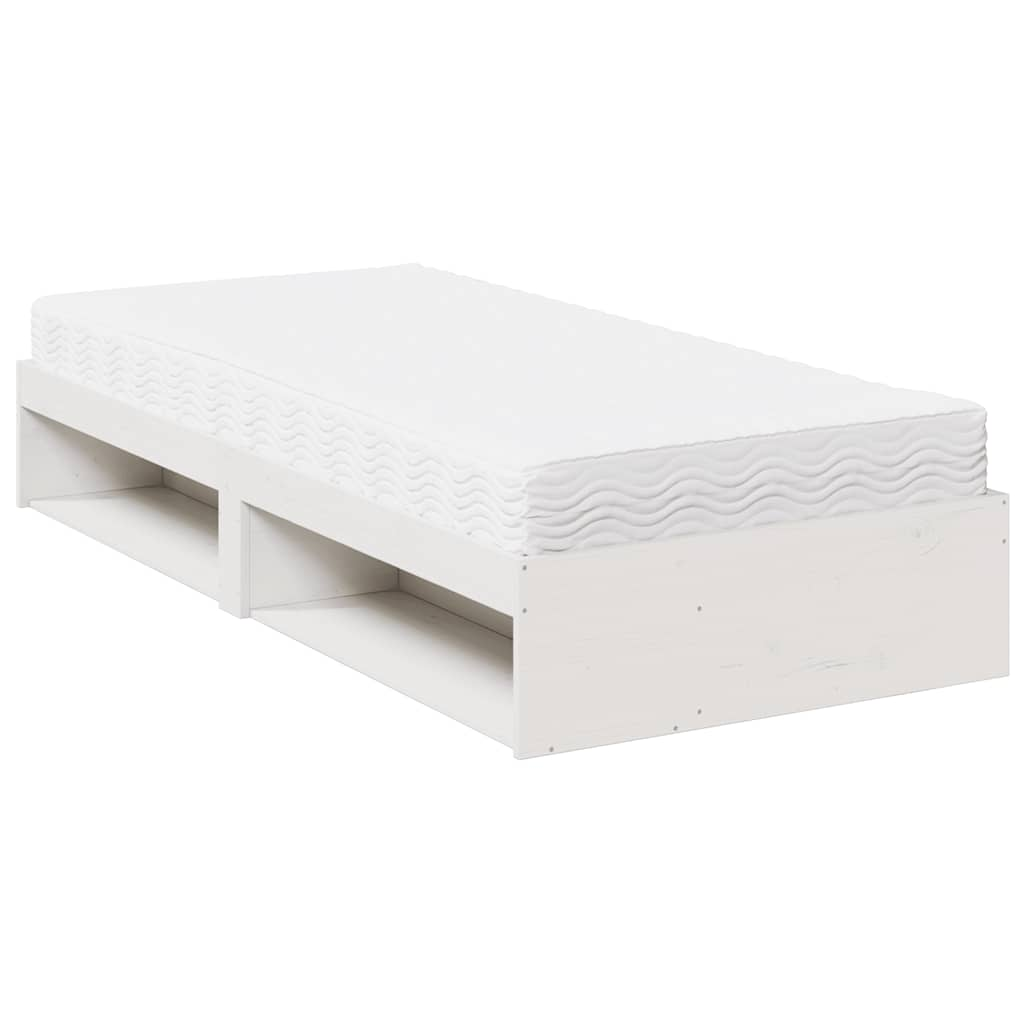 vidaXL Sofá cama con colchón madera maciza de pino blanco 90x200 cm