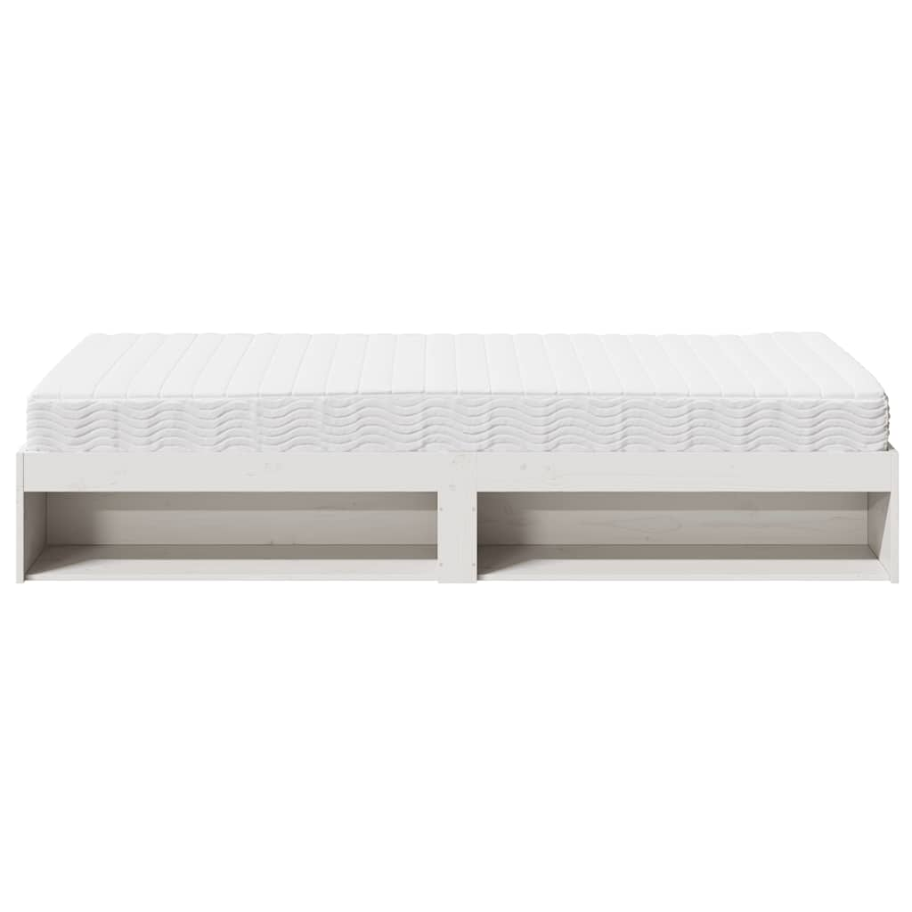 vidaXL Sofá cama con colchón madera maciza de pino blanco 90x200 cm