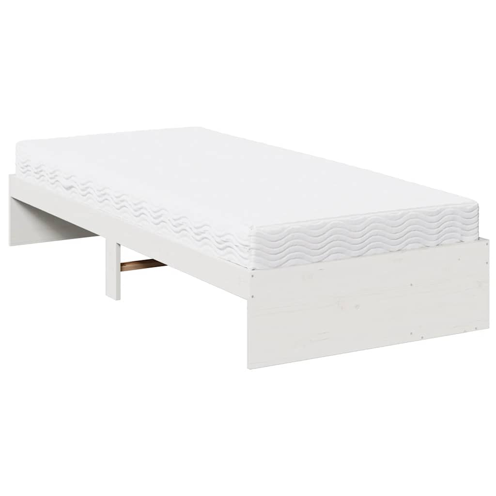 vidaXL Sofá cama con colchón madera maciza de pino blanco 90x200 cm