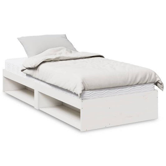 vidaXL Sofá cama con colchón madera maciza de pino blanco 90x200 cm