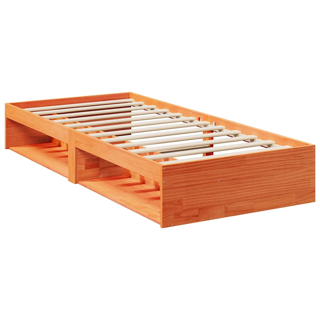 vidaXL Sofá cama sin colchón madera maciza pino marrón cera 90x190 cm