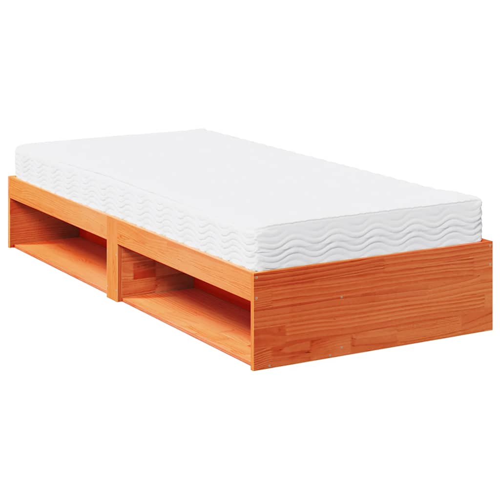 vidaXL Sofá cama sin colchón madera maciza pino marrón cera 90x190 cm