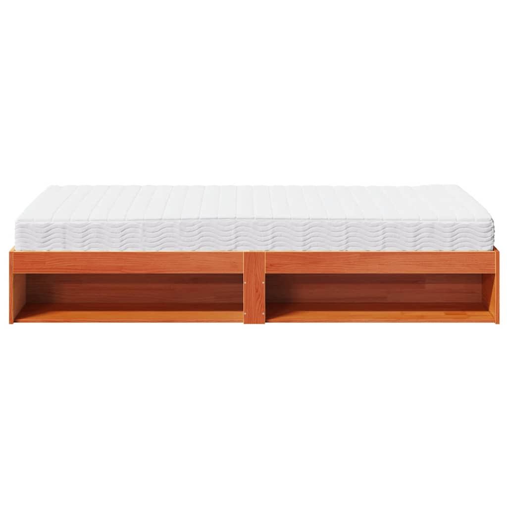 vidaXL Sofá cama sin colchón madera maciza pino marrón cera 90x190 cm