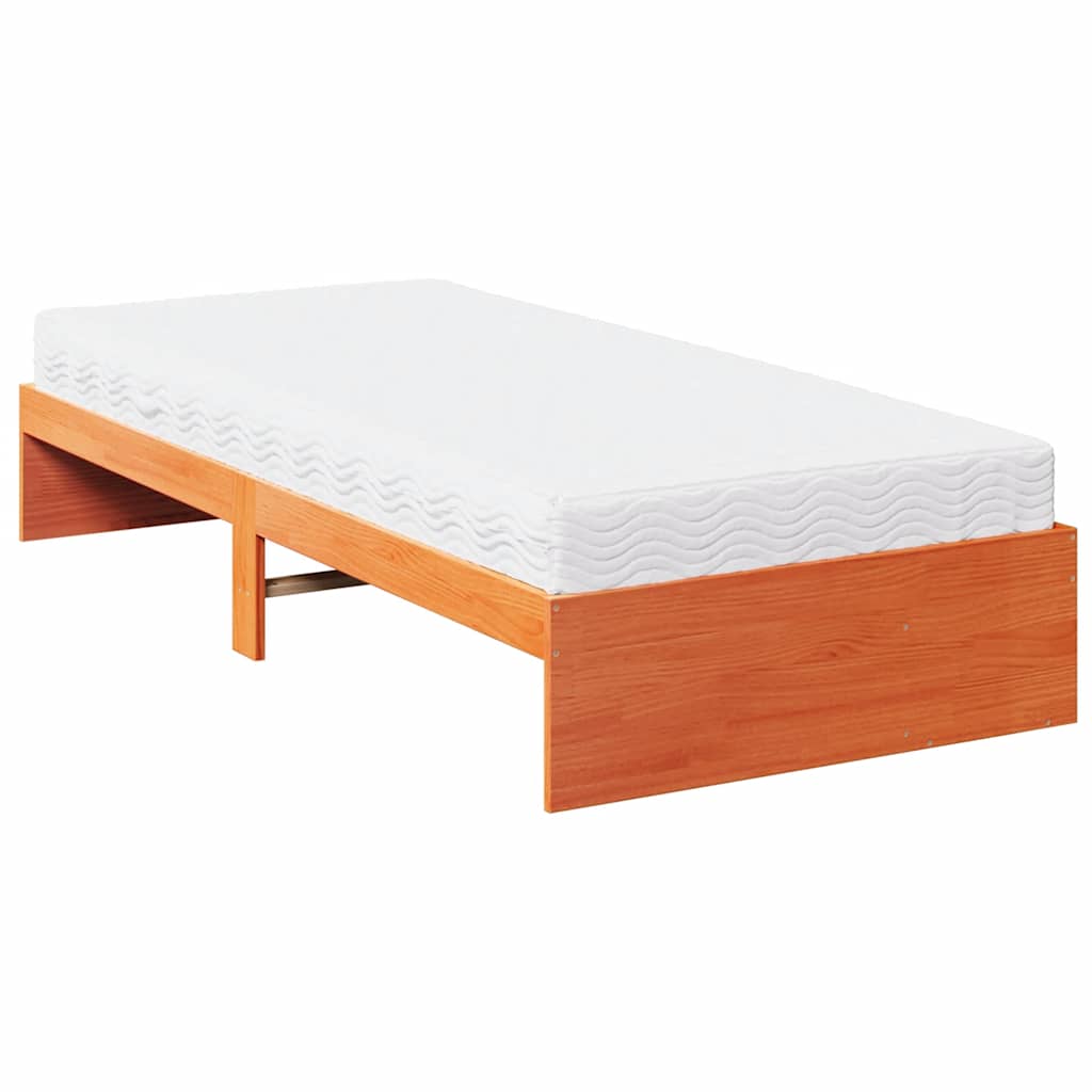 vidaXL Sofá cama sin colchón madera maciza pino marrón cera 90x190 cm