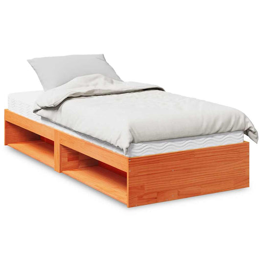 vidaXL Sofá cama sin colchón madera maciza pino marrón cera 90x190 cm