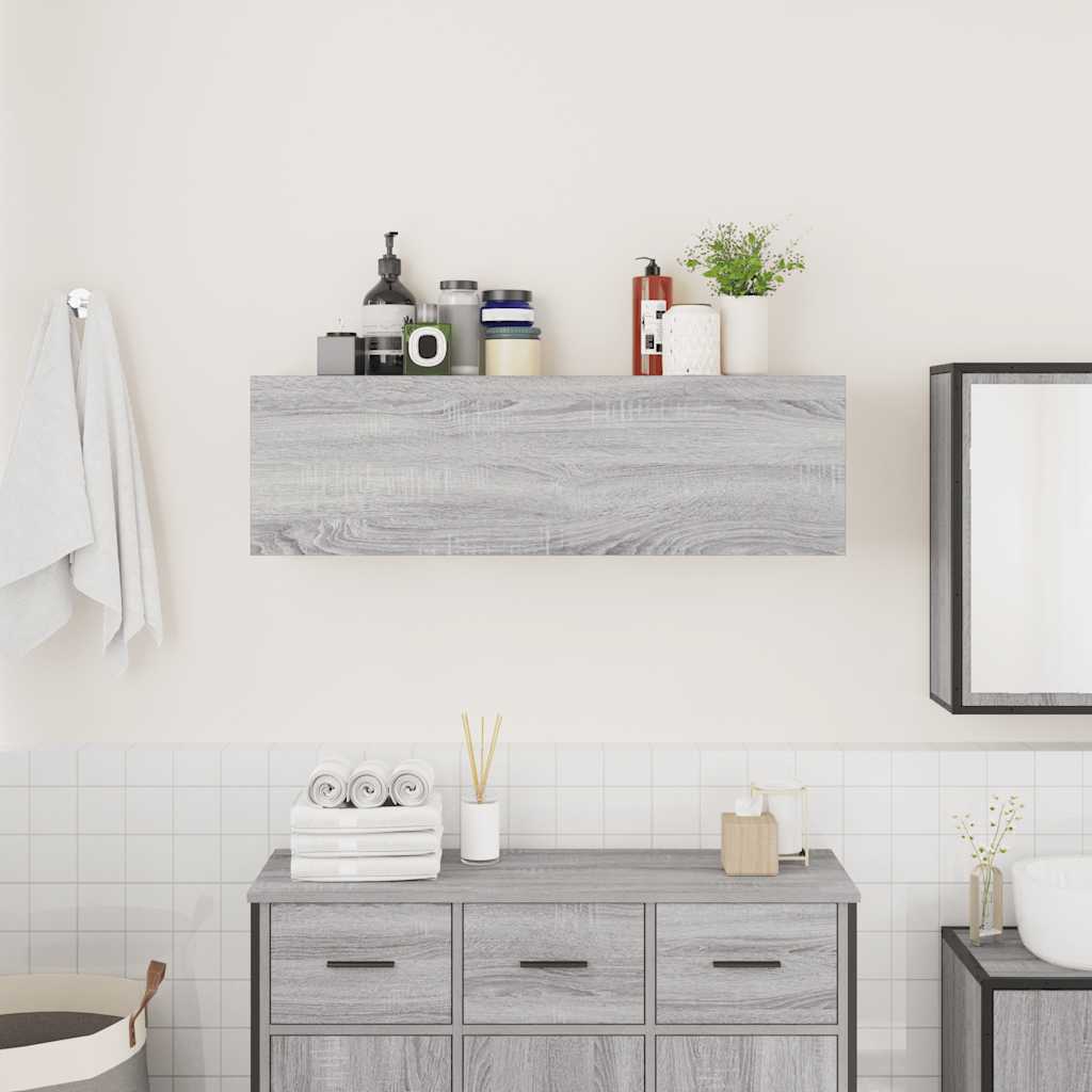 vidaXL Armario de pared baño madera ingeniería gris sonoma 100x25x30cm