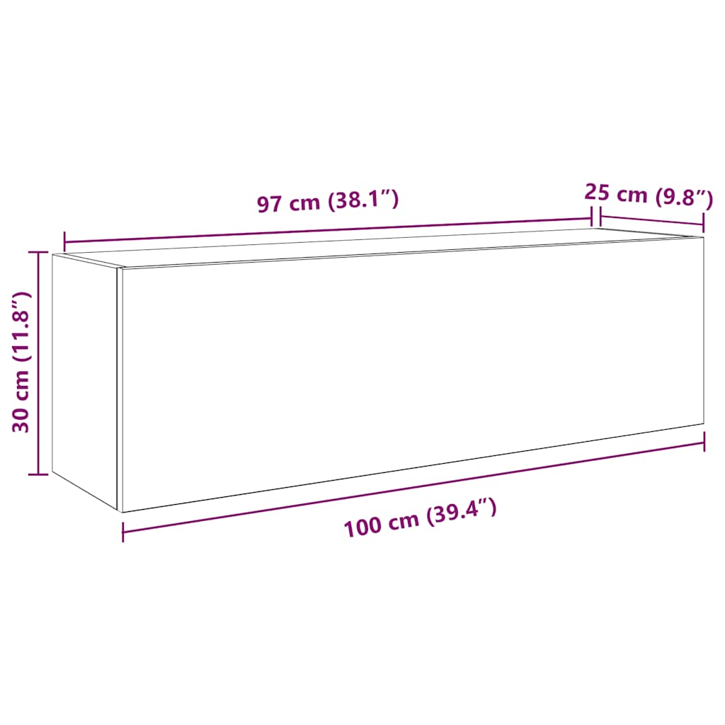 vidaXL Armario de pared baño madera ingeniería gris sonoma 100x25x30cm