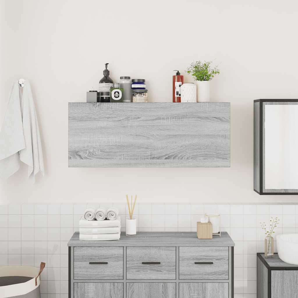 vidaXL Armario de pared baño madera ingeniería gris sonoma 100x25x40cm