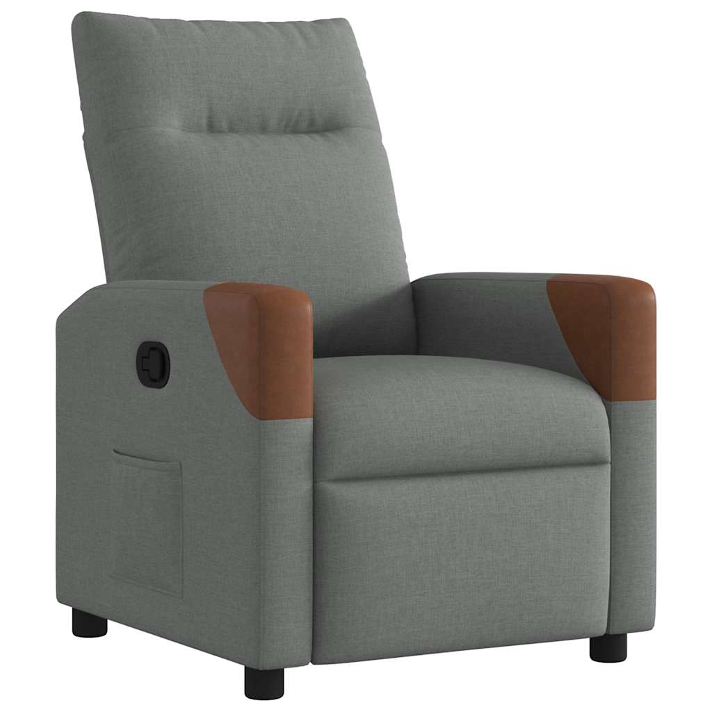 vidaXL Sillón reclinable de tela gris oscuro