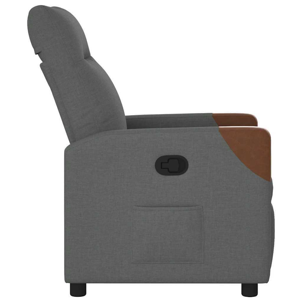 vidaXL Sillón reclinable de tela gris oscuro