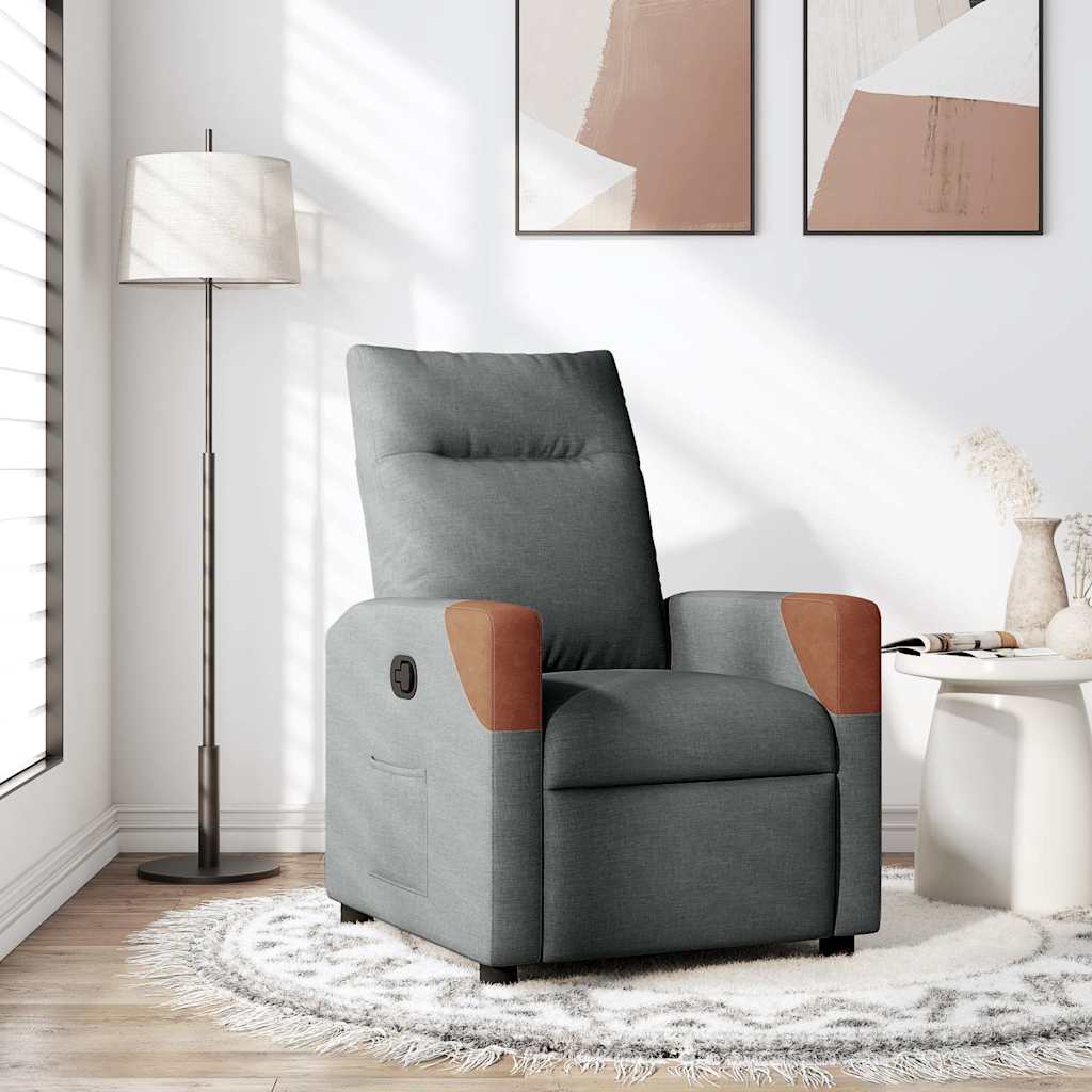 vidaXL Sillón reclinable de tela gris oscuro