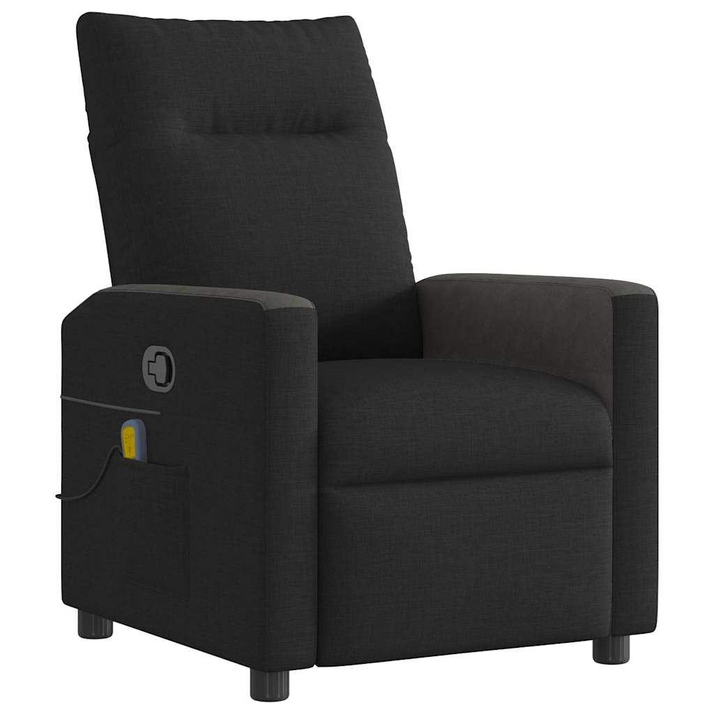 vidaXL Sillón reclinable de masaje de tela negro