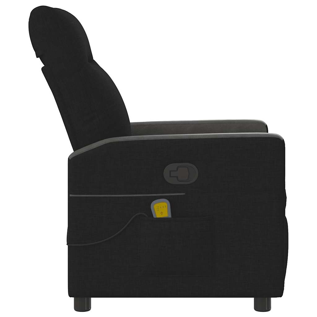 vidaXL Sillón reclinable de masaje de tela negro