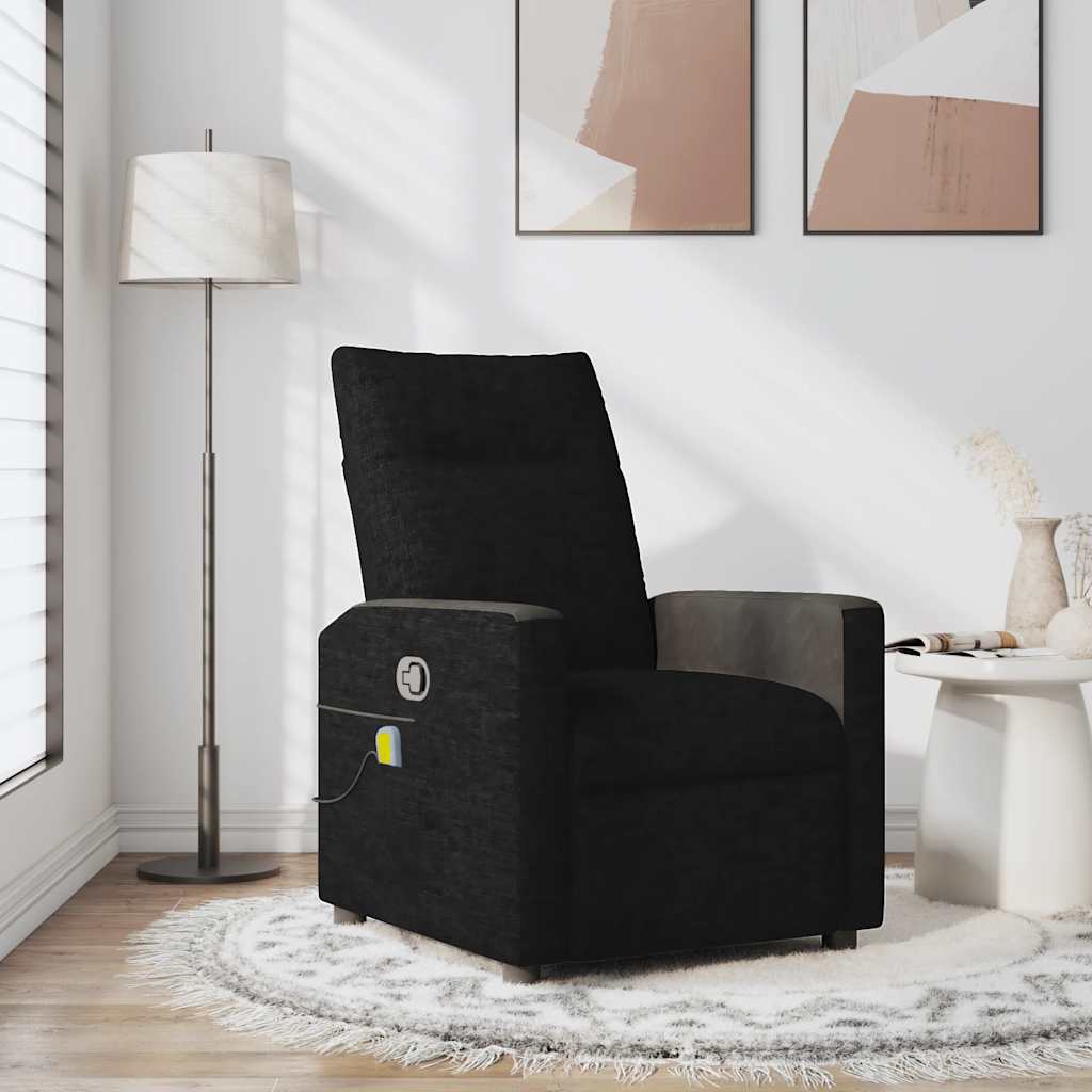 vidaXL Sillón reclinable de masaje de tela negro