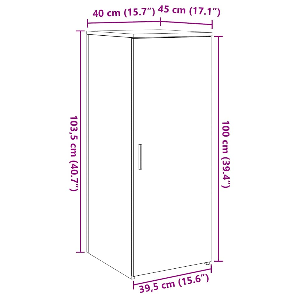 vidaXL Armario de madera de ingeniería marrón roble 40x45x103,5 cm