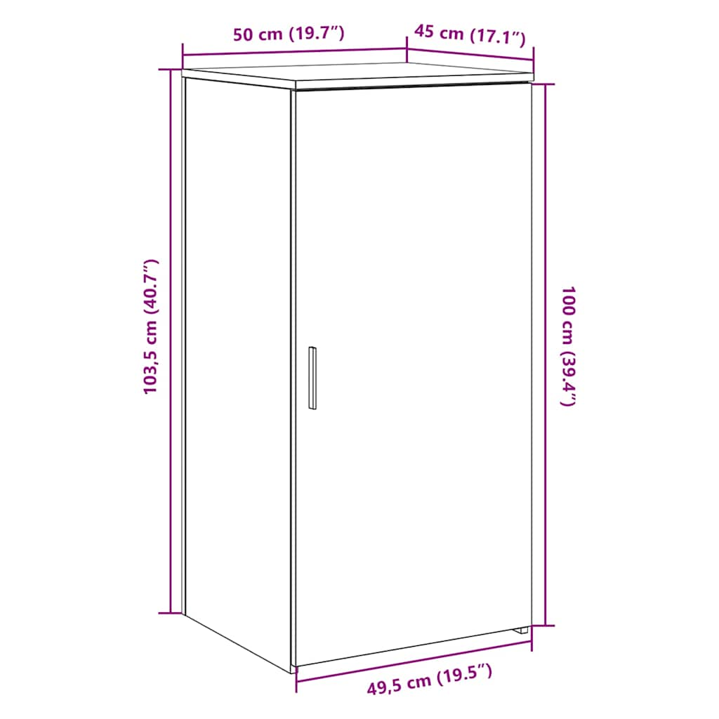 vidaXL Armario de madera de ingeniería gris hormigón 50x45x103,5 cm