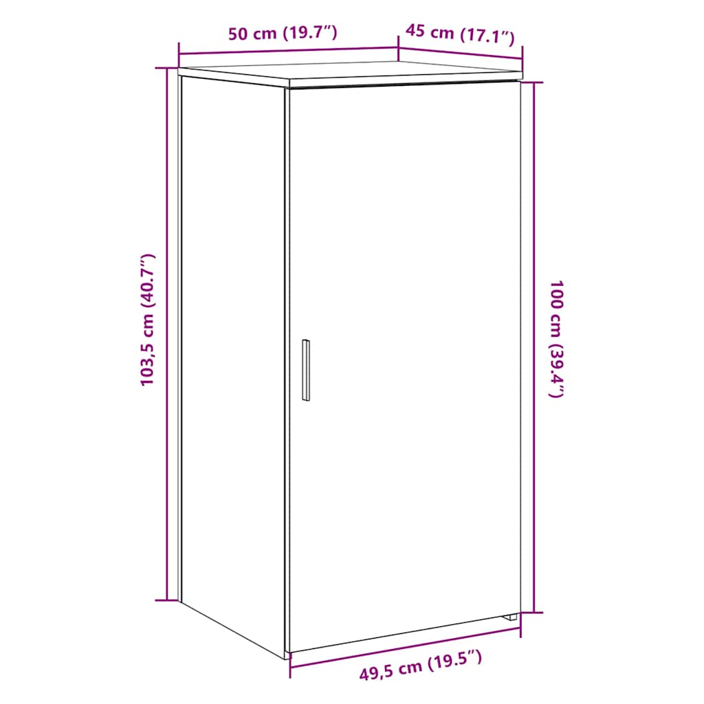 vidaXL Armario de madera ingeniería gris sonoma 50x45x103,5 cm