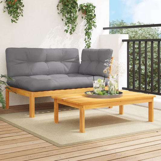 vidaXL Set de sofás de palets de jardín y cojines 2 pzas madera acacia