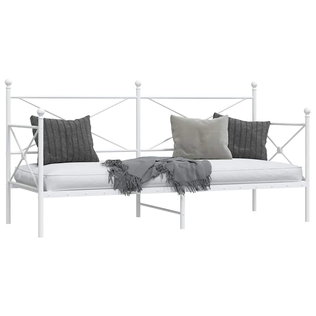 vidaXL Sofá cama sin colchón cuero sintético blanco 90x200 cm acero