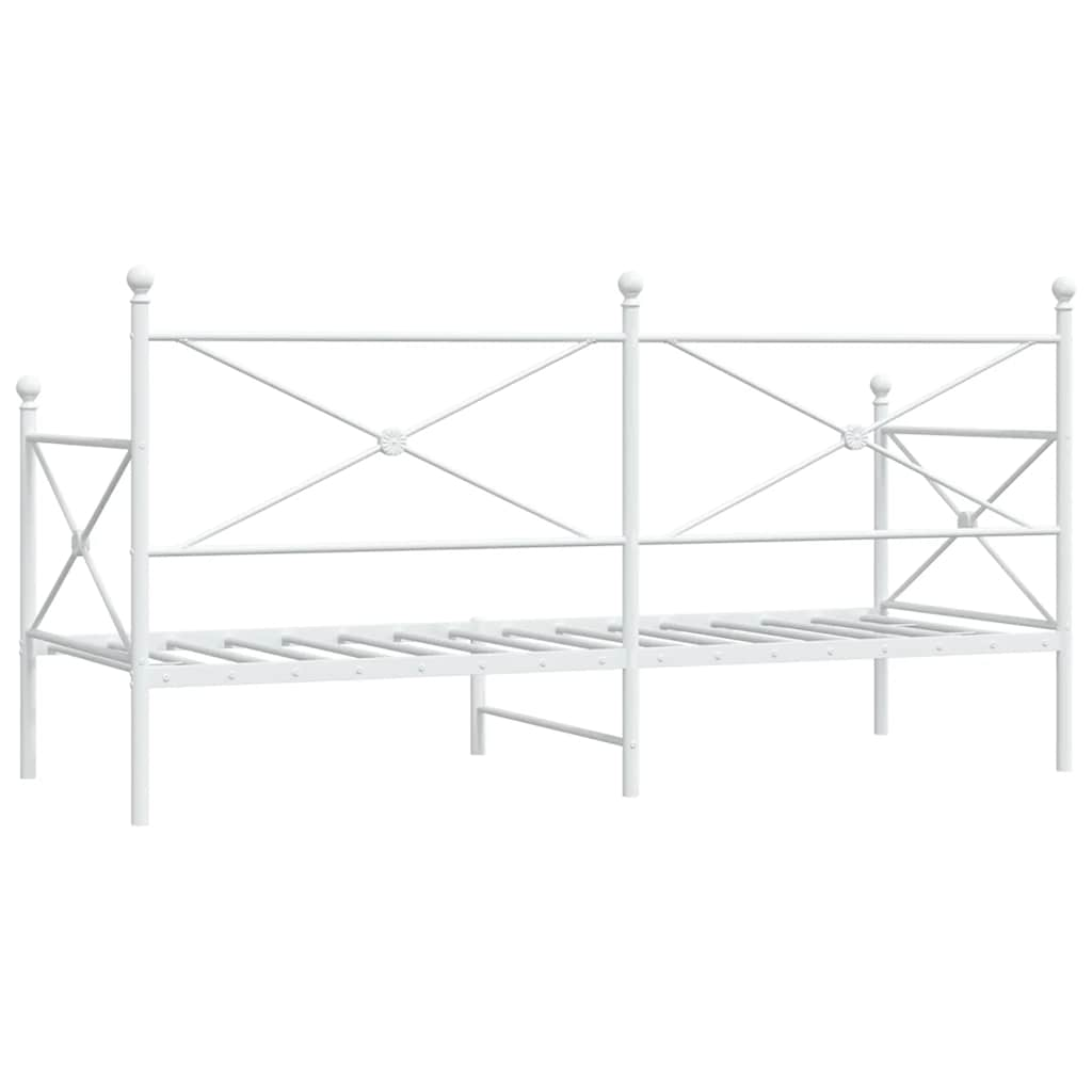 vidaXL Sofá cama sin colchón cuero sintético blanco 90x200 cm acero