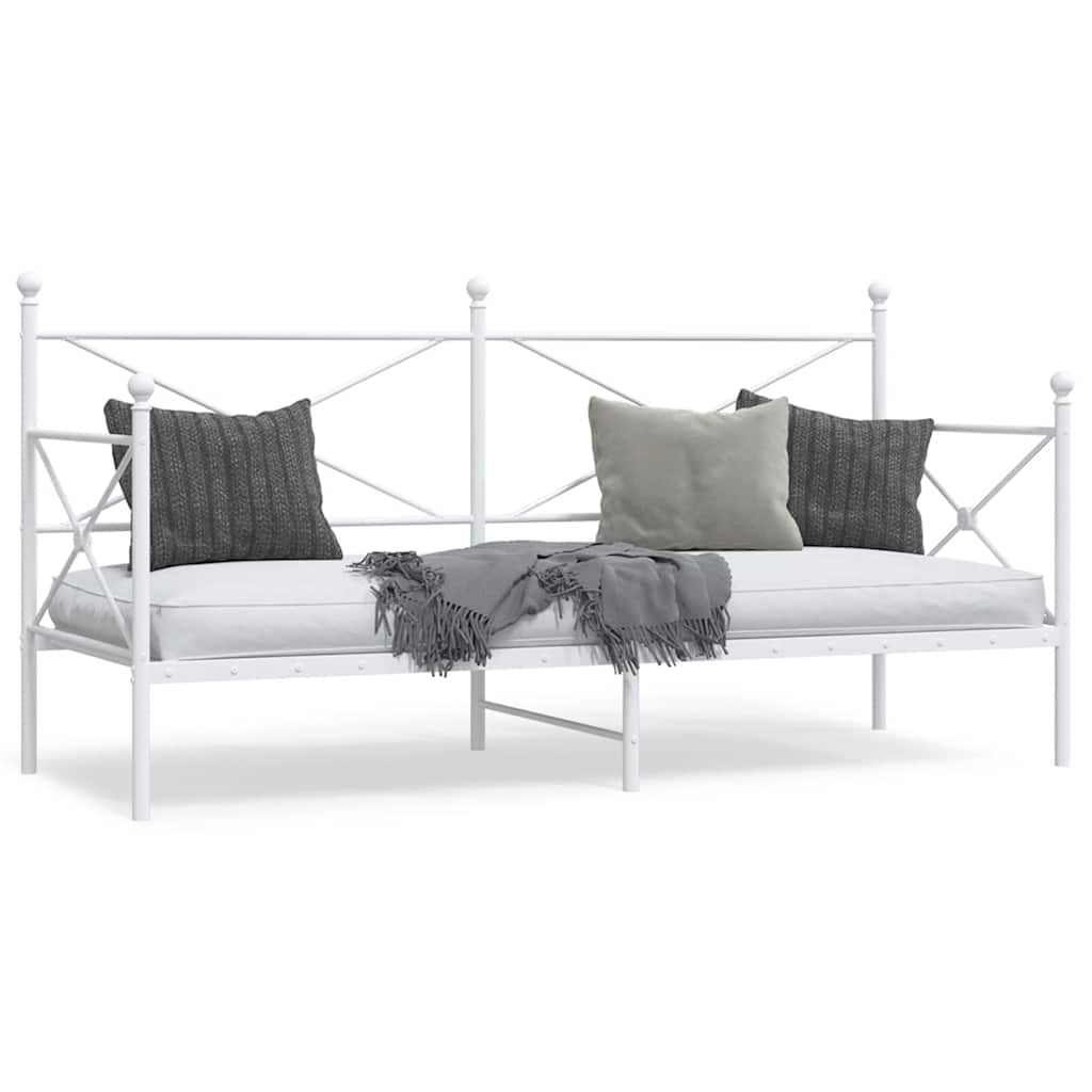 vidaXL Sofá cama sin colchón cuero sintético blanco 90x200 cm acero