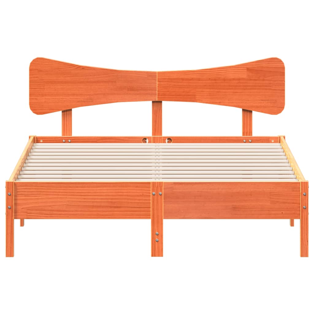 vidaXL Cama sin colchón madera maciza de pino marrón cera 140x190 cm