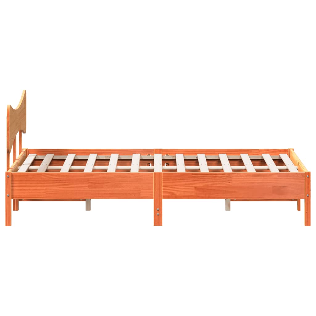 vidaXL Cama sin colchón madera maciza de pino marrón cera 140x190 cm