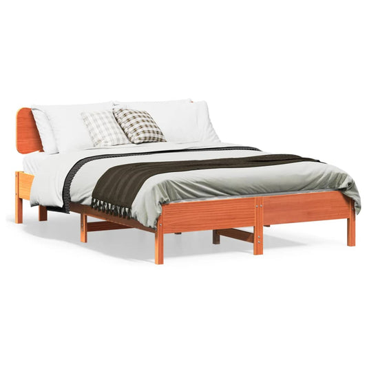 vidaXL Cama sin colchón madera maciza de pino marrón cera 140x190 cm