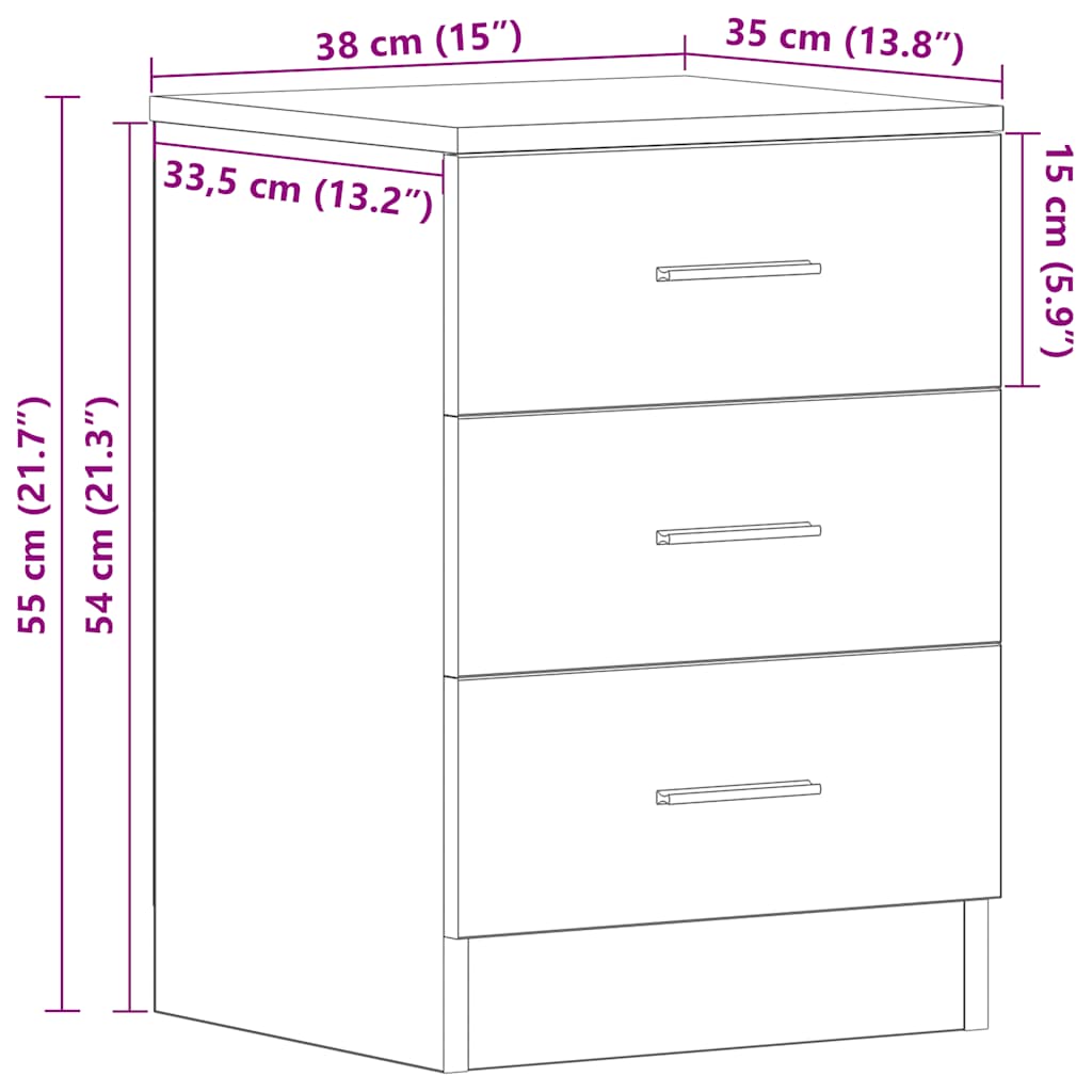 vidaXL Mesita de noche madera contrachapada madera vieja 38x35x55 cm