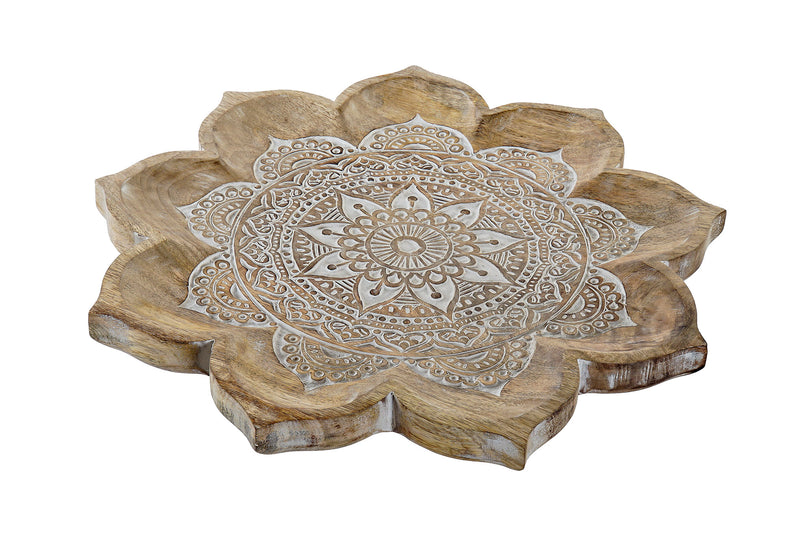 PACK DE 2 CENTRO MESA MANGO 46X46X4 MANDALA DECAPE NATURAL