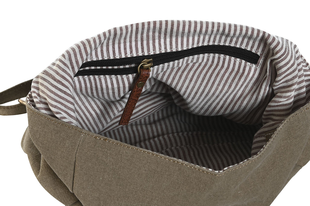 BOLSO BANDOLERA CANVAS CUERO 23X10X30 BEIGE