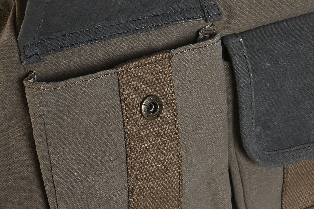 BOLSO BANDOLERA CANVAS CUERO 23X10X30 BEIGE