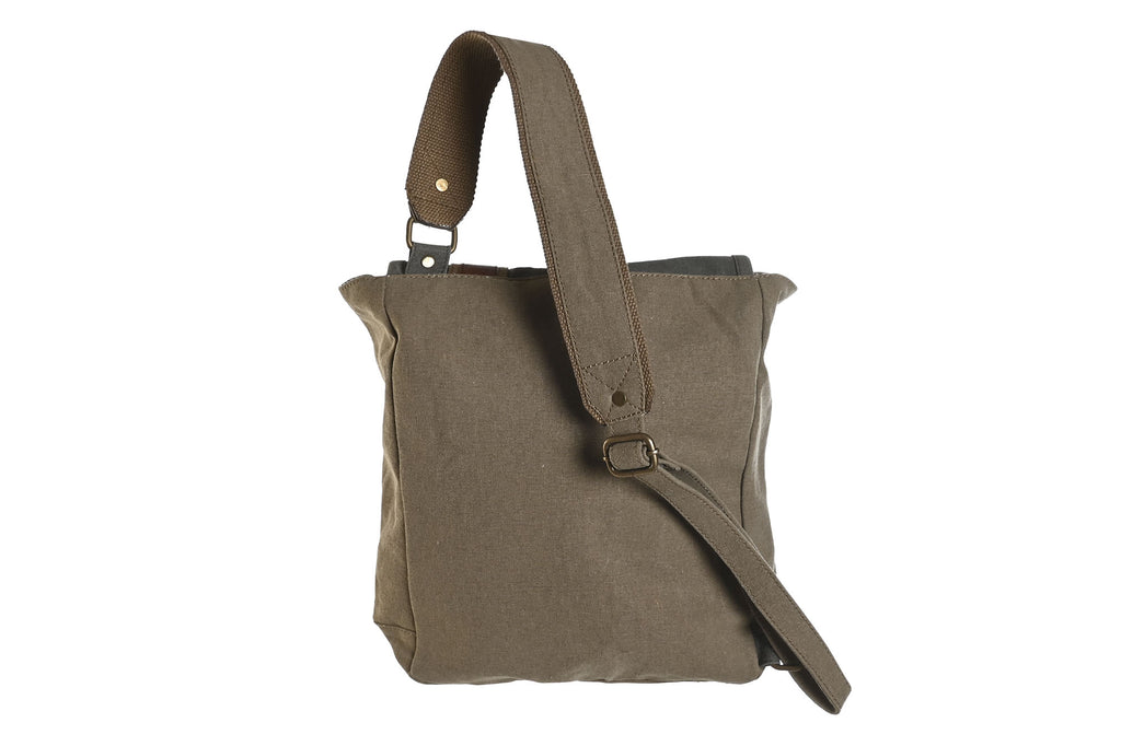 BOLSO BANDOLERA CANVAS CUERO 23X10X30 BEIGE