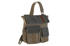 BOLSO BANDOLERA CANVAS CUERO 23X10X30 BEIGE