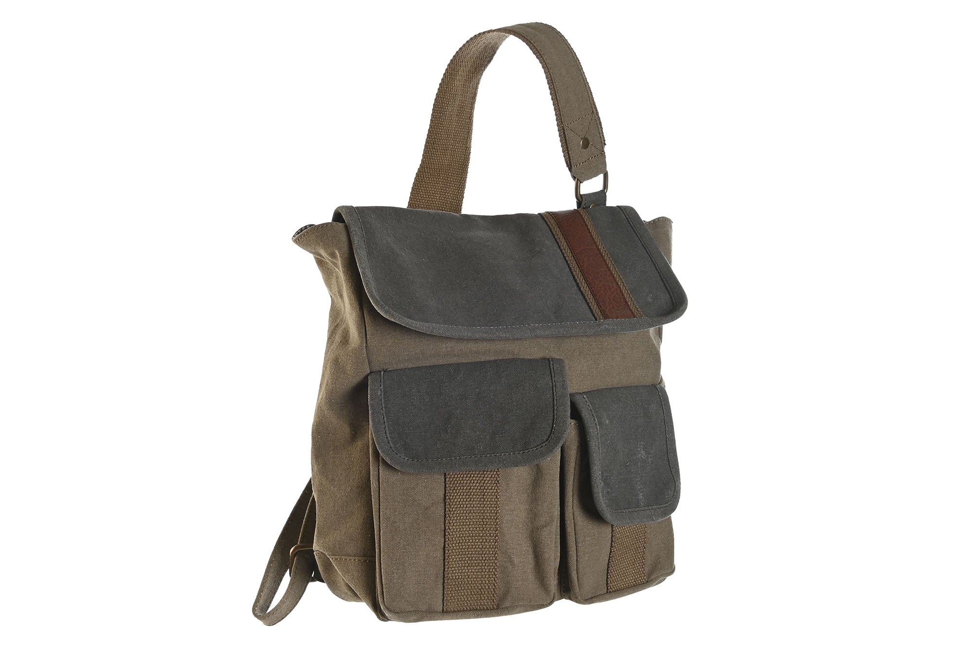 BOLSO BANDOLERA CANVAS CUERO 23X10X30 BEIGE