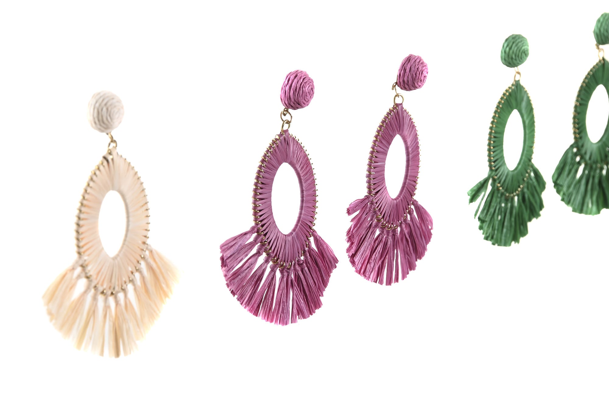 PACK DE 8 PENDIENTES SET 2 RAFIA METAL 8X0,5X7 4 SURT.