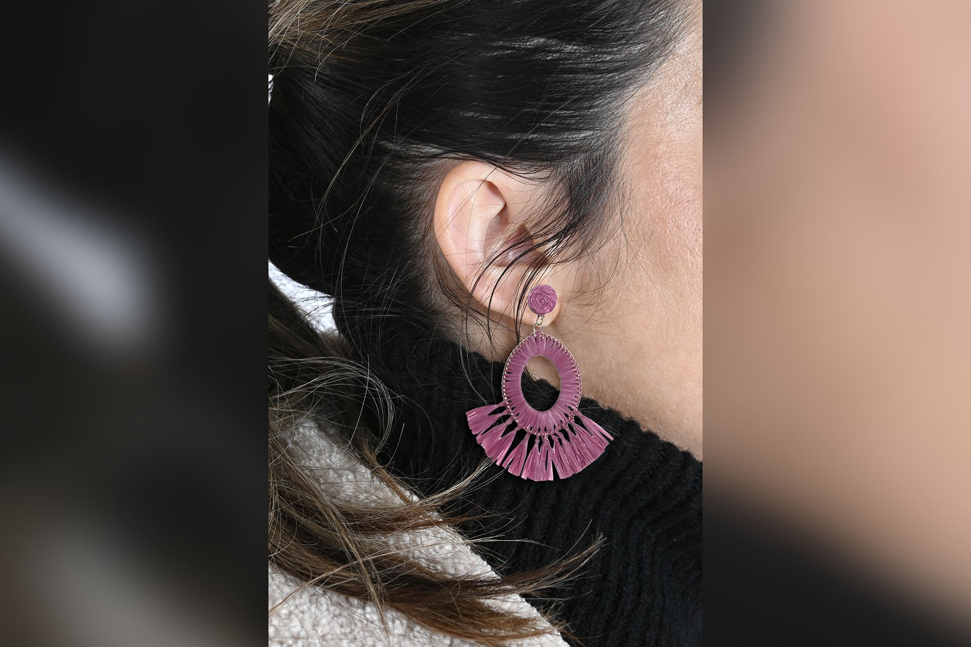 PACK DE 8 PENDIENTES SET 2 RAFIA METAL 8X0,5X7 4 SURT.