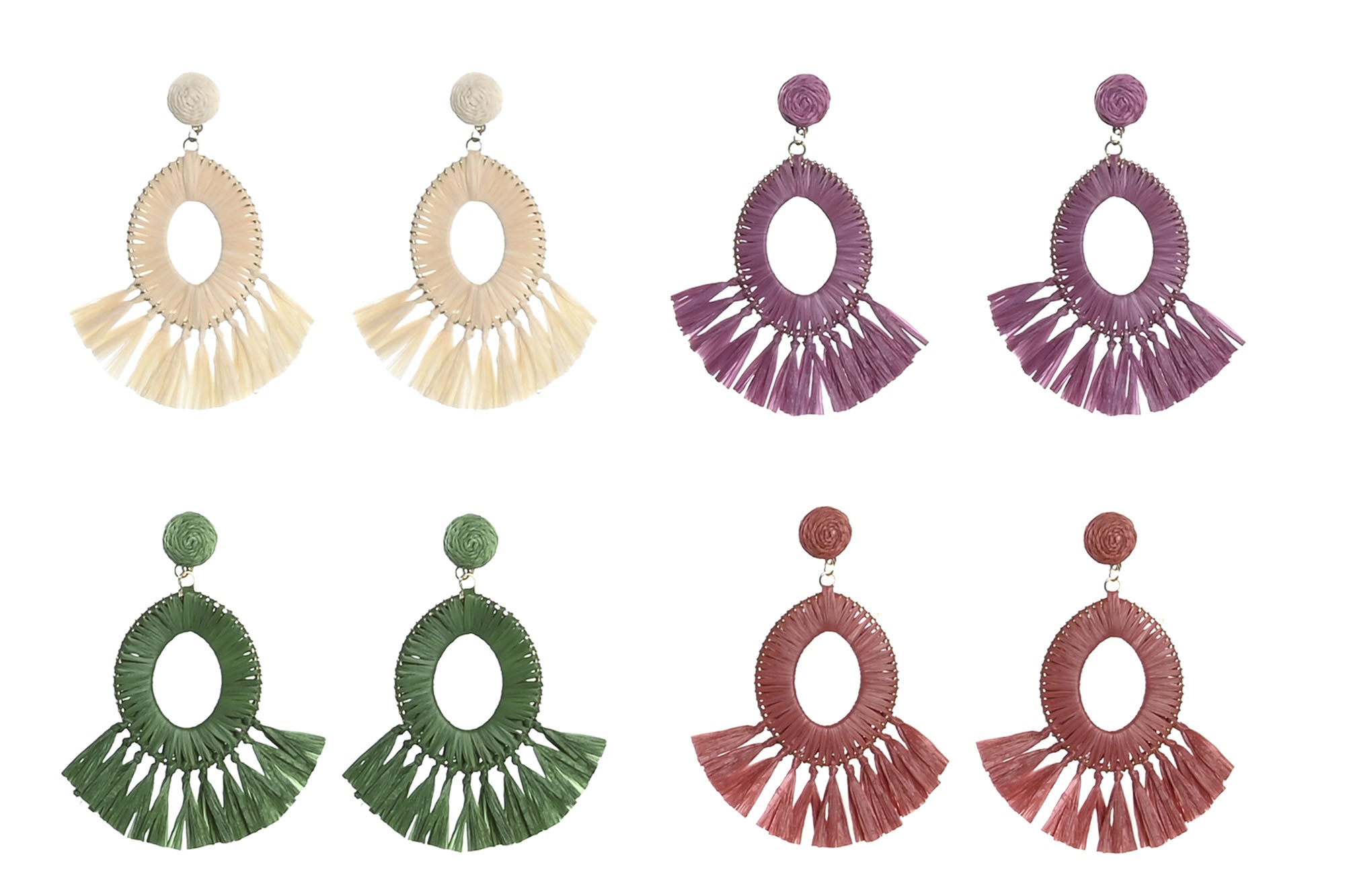 PACK DE 8 PENDIENTES SET 2 RAFIA METAL 8X0,5X7 4 SURT.