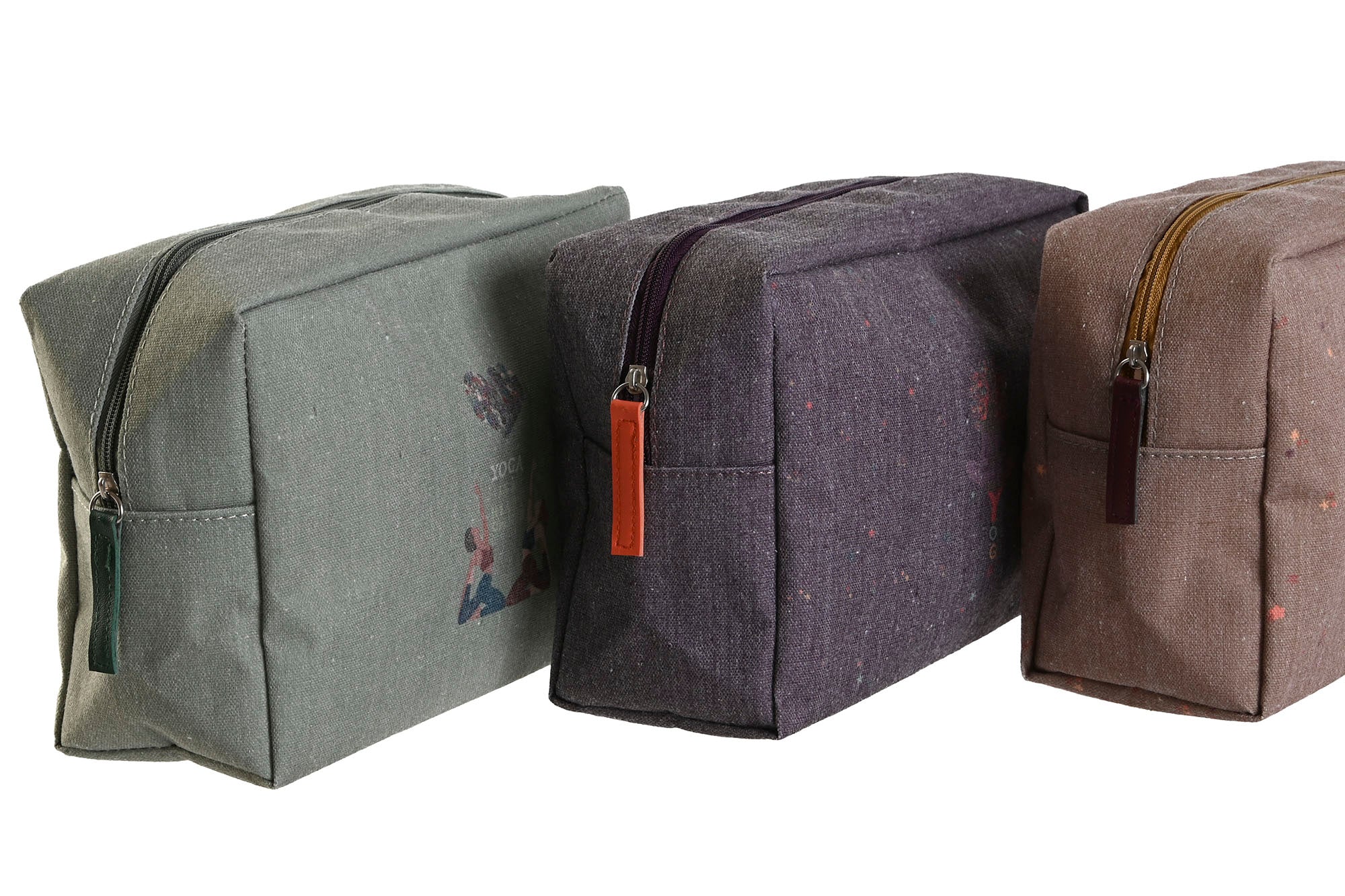 PACK DE 3 NECESER LIENZO ALGODON 20X8X14 YOGA 3 SURT.