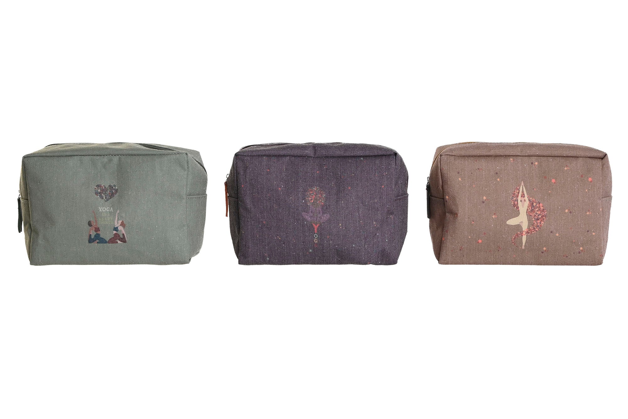 PACK DE 3 NECESER LIENZO ALGODON 20X8X14 YOGA 3 SURT.