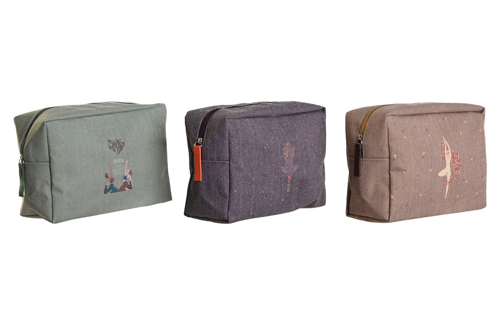 PACK DE 3 NECESER LIENZO ALGODON 20X8X14 YOGA 3 SURT.